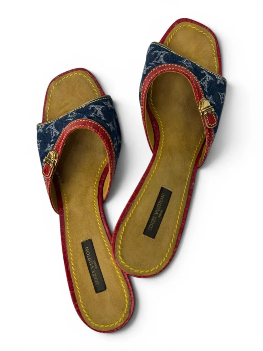 Vintage Louis Vuitton Monogram Denim Mules, Size 38.5 EU